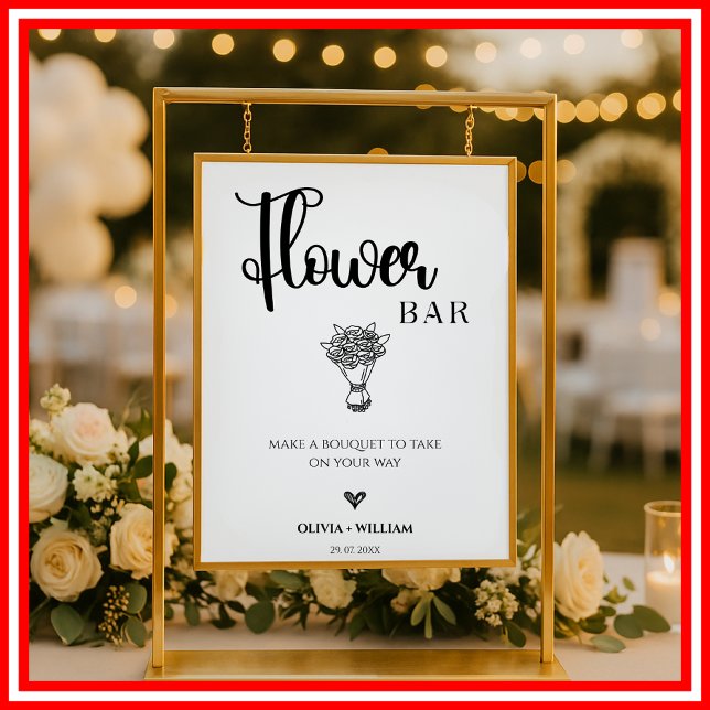 Poster Sinal de Script de Bar de Casamento de Bar Flor (Criador carregado)