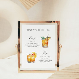 Poster Sinal de Script Elegante Moderno Bebe Cocktail