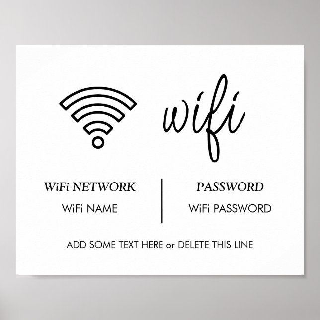 Poster Sinal de Senha Wifi - Airbnb Sinal de Sala de Conv (Frente)