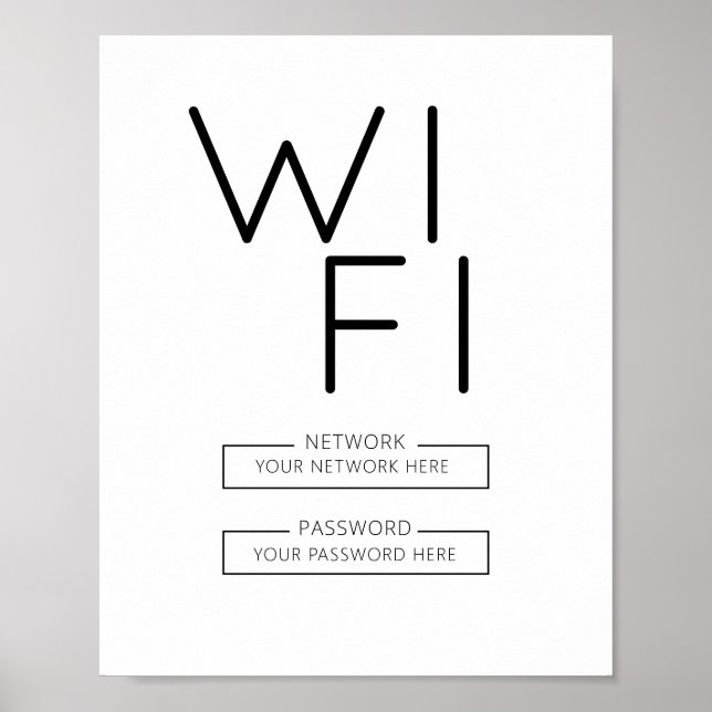 Poster Sinal de senha WiFi" casa, escritório ou empresa (Frente)