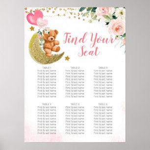 Poster Sinal de Sentado do Urso de Teddy Rosa