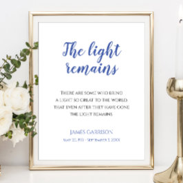 Poster Sinal de Serviço Memorial com Citação Azul A Luz P