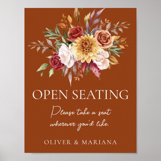 Poster Sinal de Sessão Aberta de Casamento Terracotta Fal (Frente)