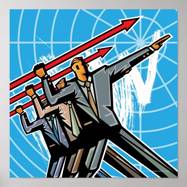 Poster Sinal de seta de lançamento do pessoas comercial (Frente)