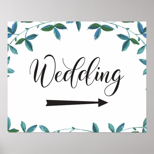 Poster Sinal de Seta Direita de Direções de Casamento (Frente)
