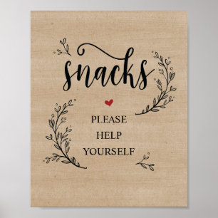 Poster Sinal de Snacks de Casamento de Vinhas Russas