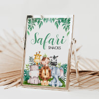 Sinal de Snacks Safari Animais | Aniversário selva