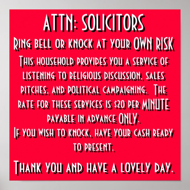 Pôster Sinal de solicitação (Frente)