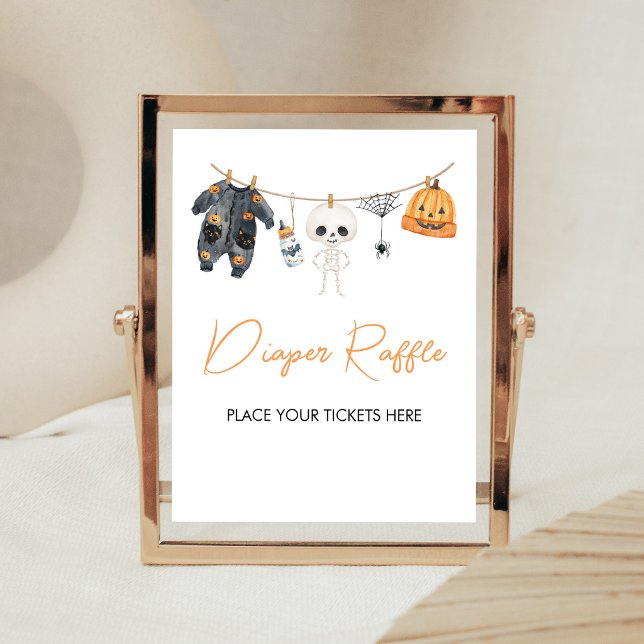 Poster Sinal de Sorteio de Fraldas Little Boo Clothesline (Ghost Clothesline Baby Shower Diaper Raffle Sign)