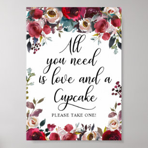 Poster Sinal de Suporte de Cupcake Festa Chá de Noiva