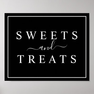 Poster Sinal de Sweets & Treats de Casamento Negro e Bran