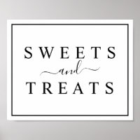 Sinal de Sweets & Treats de Casamento Negro e Bran