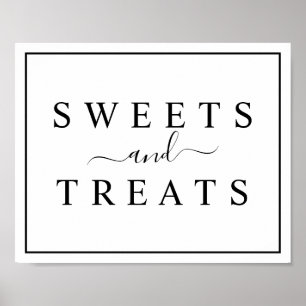Poster Sinal de Sweets & Treats de Casamento Negro e Bran