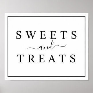 Poster Sinal de Sweets & Treats de Casamento Negro e Bran