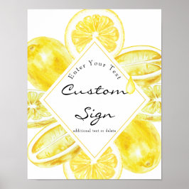 Poster Sinal de Texto Personalizado | Amarelo Limão | Cít