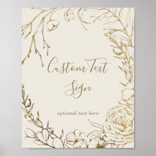 Poster Sinal de Texto Personalizado com Creme Floral Dour