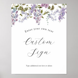 Poster Sinal de Texto Personalizado das Flores de lavanda