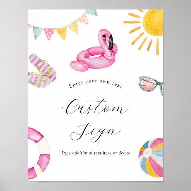 Poster Sinal de Texto Personalizado de Aniversário de Fes (Frente)