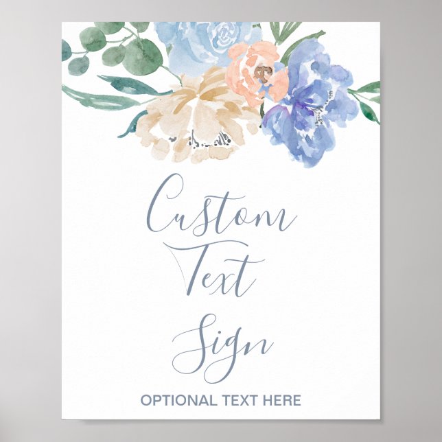 Pôster Sinal de Texto Personalizado de Casamento de Flora (Frente)