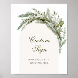 Poster Sinal de Texto Personalizado Elegante Evergreen de
