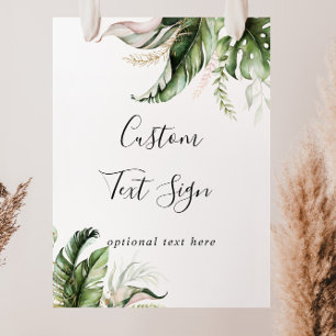 Poster Sinal de Texto Personalizado Folhagem Tropical Dou