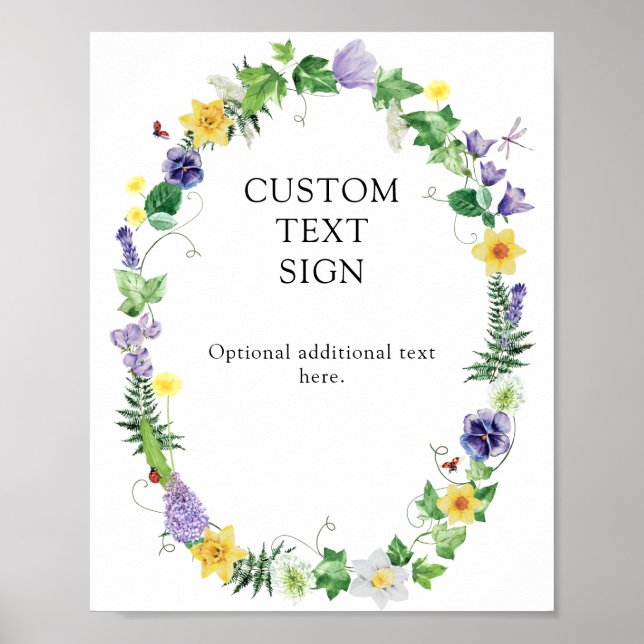 Poster Sinal de Texto Personalizado para Chá de Noiva com (Frente)
