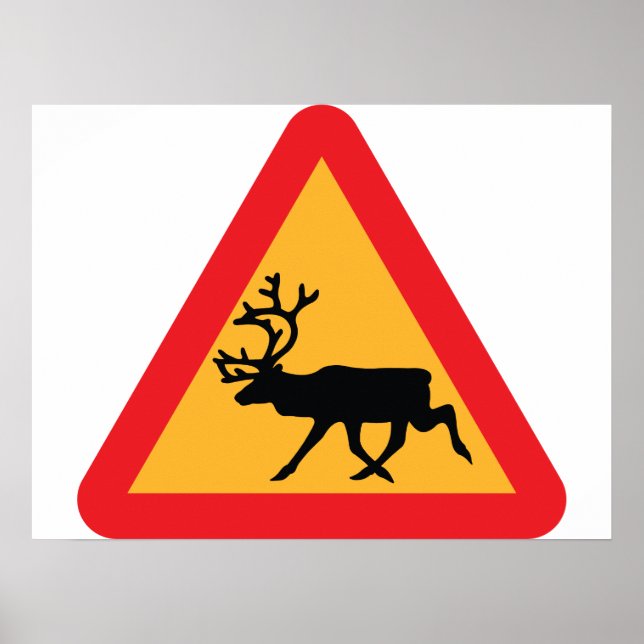 Poster Sinal de Tráfego Sueco com Reforço de Precaução (Frente)