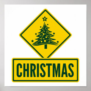Poster Sinal de Trânsito de Natal Moderno Feriado