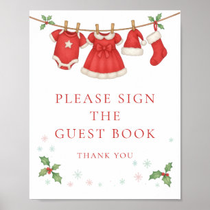 Poster Sinal de Varal de Natal Livro de Visitas Chás de B