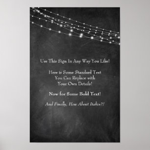 Poster Sinal de vazio com texto e strings leves do quadro