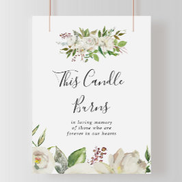 Poster Sinal de Vela Acesa de Peônia Floral de Inverno Br