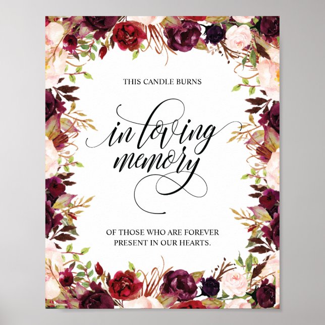 Poster Sinal de Vela Memorial Em Memória Carinhosa (Frente)