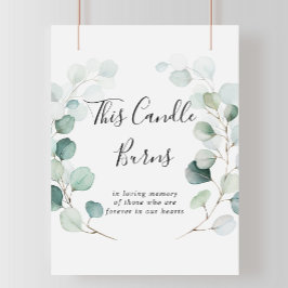 Poster Sinal de Vela Queimada de Eucalipto Verde de Verão