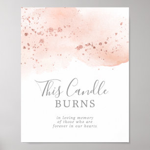 Poster Sinal de Vela Queimada Dourado Rosa em Aquarela