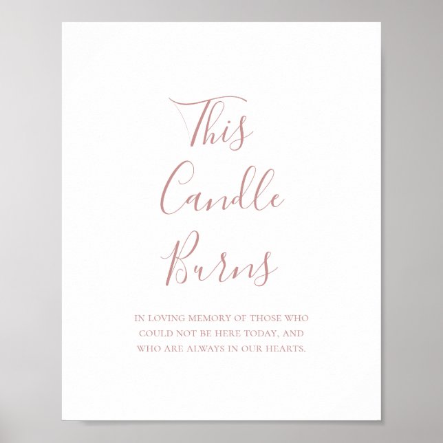 Poster Sinal de Vela Queimada em Ouro Rosa Simples e Eleg (Frente)