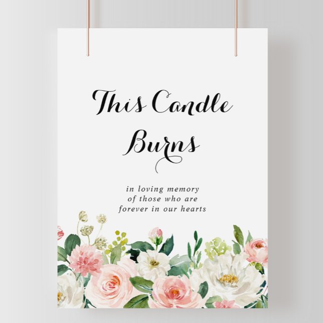 Poster Sinal de Velas de Folhagem Verde com Floral Simple (Criador carregado)