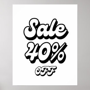Poster Sinal de Venda 40%, Sinal de Desconto 40%, Venda G