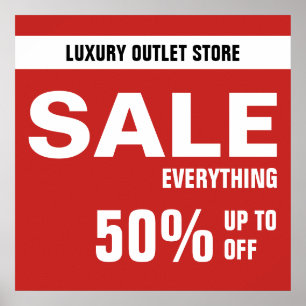 Poster Sinal de VENDA 50% - vendas a retalho