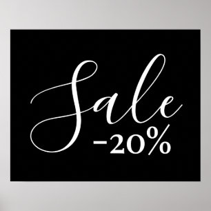 Poster Sinal de Venda Contemporâneo, 20% de Vendas a Reta