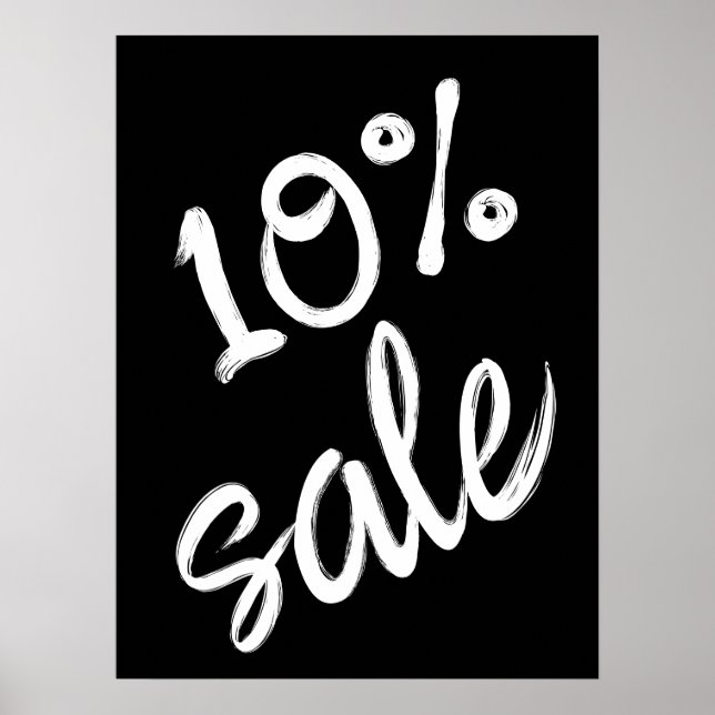 Poster Sinal de venda de 10%, 18x24 Black and White Sale (Frente)