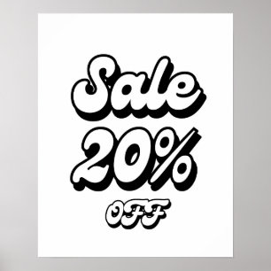Poster Sinal de Venda de 20%, Sinal de Desconto de 20%, V