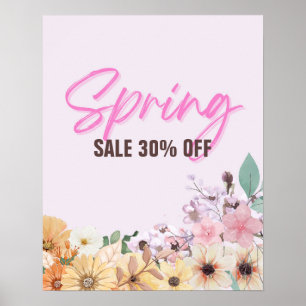 Poster Sinal de venda de 30%, promoção de venda de Primav