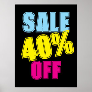 Poster Sinal de venda de 40%, cartaz da loja de varejo, v