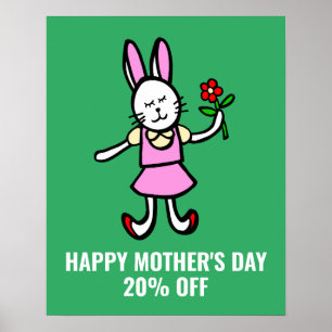 Poster Sinal de Venda de dia de as mães, Personalize seu 