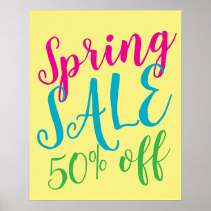 Poster Sinal de venda de primavera, Sinal de 50% de venda