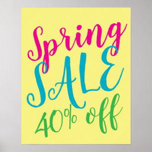 Poster Sinal de venda de primavera, Sinal de venda de 40%