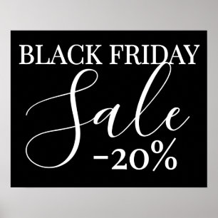 Poster Sinal de venda na sexta-feira negra, 20% de vendas