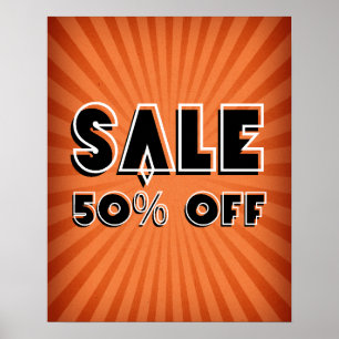 Poster Sinal de venda, Retro 50% de Sinal de venda, venda