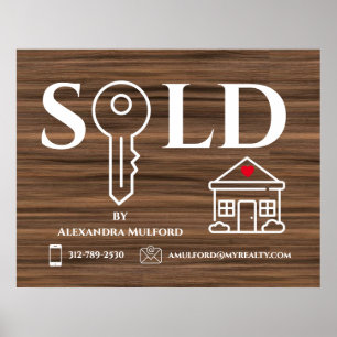 Poster Sinal de Vendedor de Madeira Imobiliária