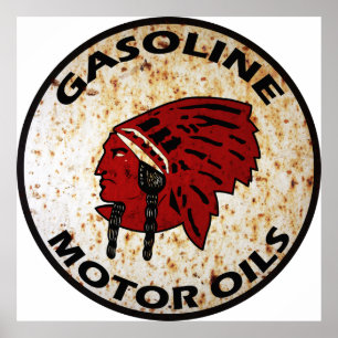 Poster Sinal de vintage Red Indian Gasolina rusted vers.